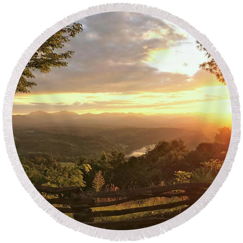 Sunset Round Beach Towel featuring the photograph Sunset Over the Blue Ridge Mountains by Paul Schreiber