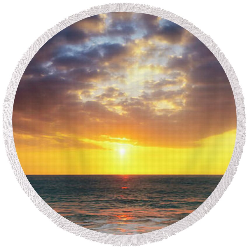 Sunset Round Beach Towel featuring the photograph Sunset Panorama by Christopher Johnson