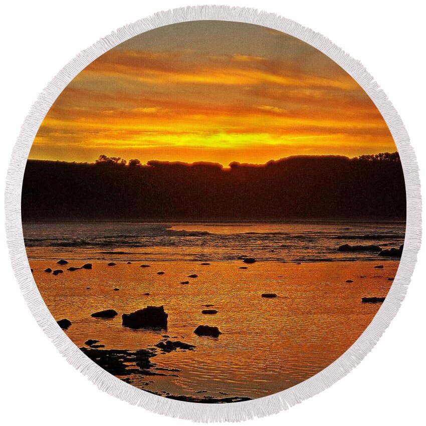 Sunset Reflections Round Beach Towel featuring the photograph Sunset Reflections by Blair Stuart