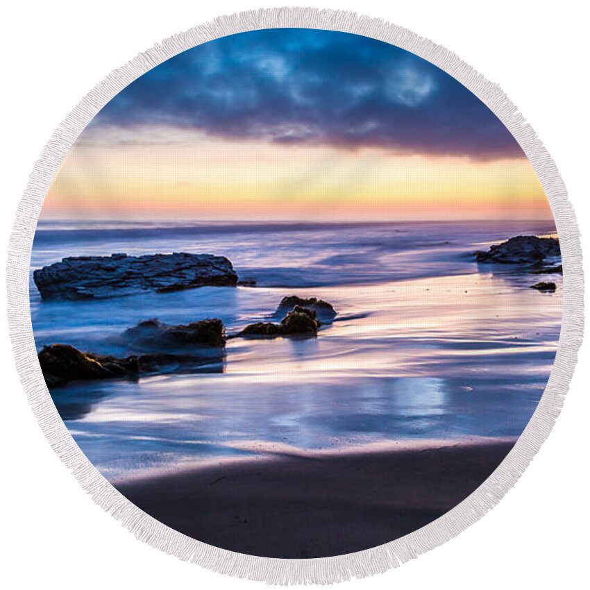 Beach Round Beach Towel featuring the photograph Sunset Shine by Jason Roberts