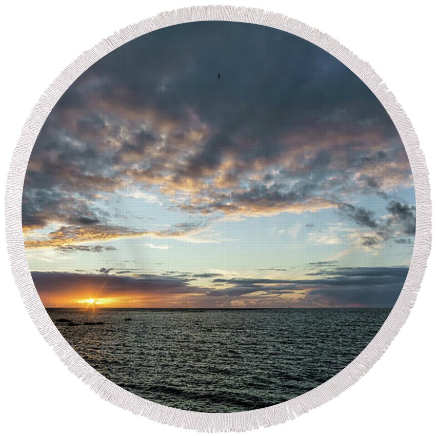 Sky Round Beach Towel featuring the photograph Sunset Under a Stormy Sky by Pablo Avanzini