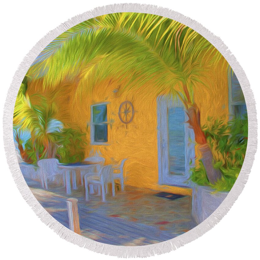 Conch Key Round Beach Towel featuring the photograph Sunset Villas Waterfront Apartment by Ginger Wakem