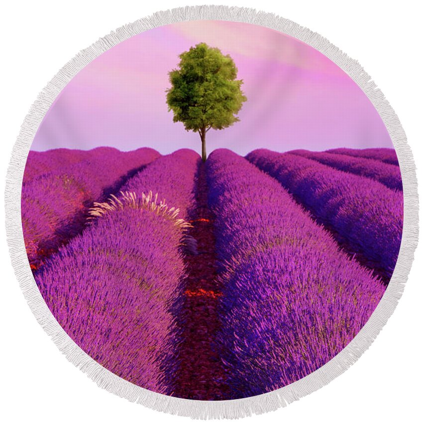 Lavender Round Beach Towel featuring the photograph Sunsets Are Purple by Iryna Goodall