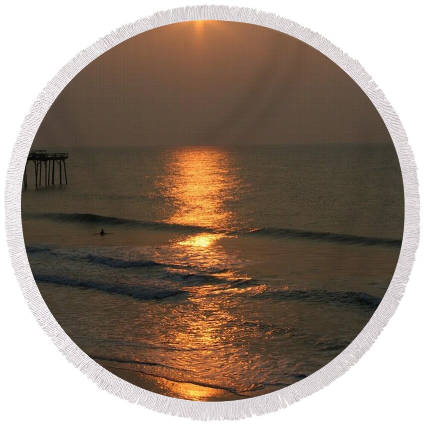 Sunset Round Beach Towel featuring the photograph Sunshine by Julie Lueders 