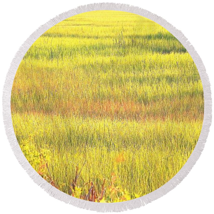 Marsh Round Beach Towel featuring the photograph Sunshine Palette On The Marsh by Jan Gelders
