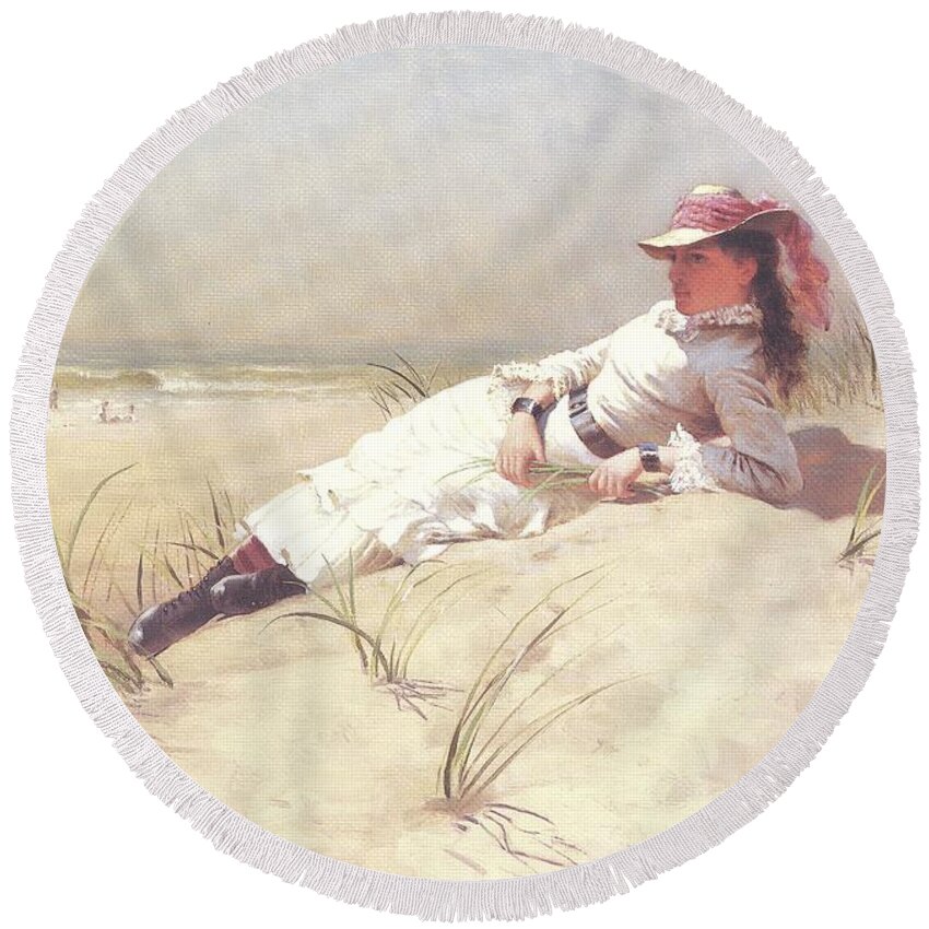 Girl Round Beach Towel featuring the painting Sunshine by Reynold Jay