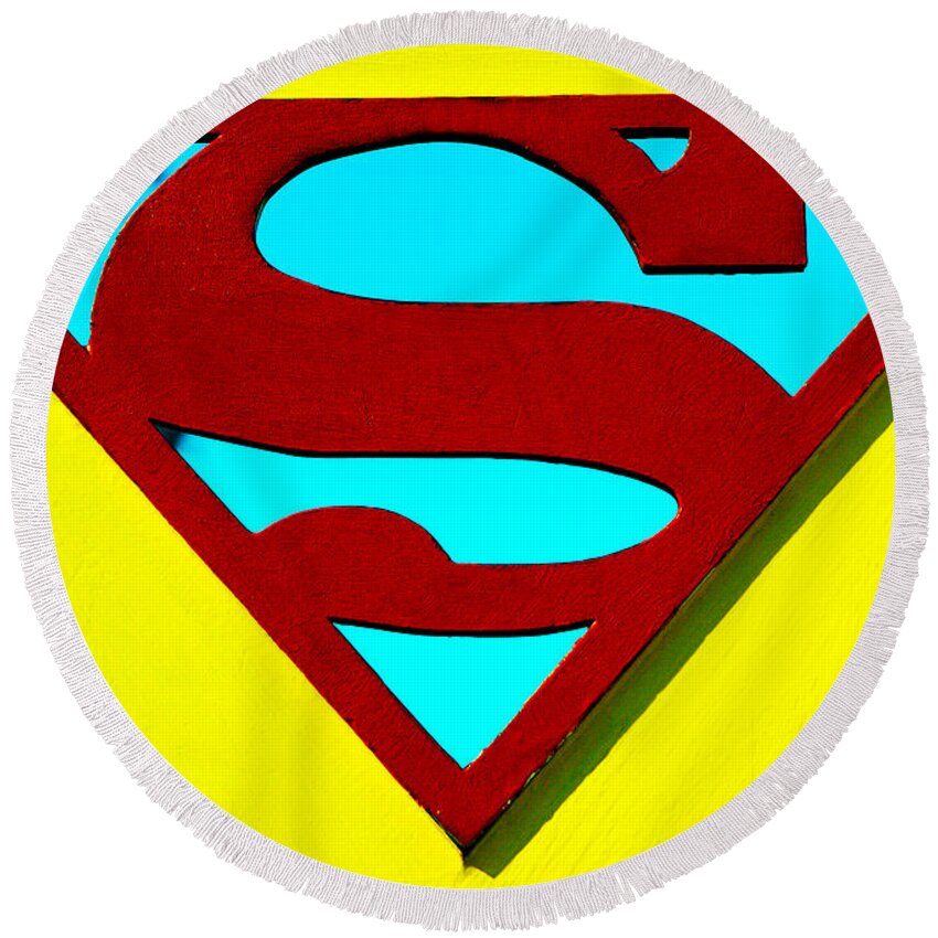 Super Man Round Beach Towel featuring the photograph Super Man by Micah May