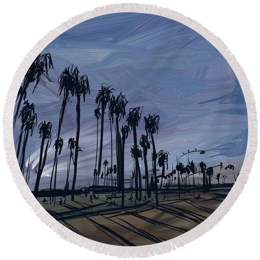 Surf City Round Beach Towel featuring the digital art Surf City by Russell Pierce