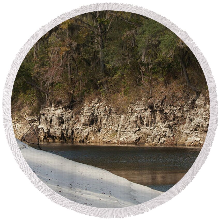Suwannee Round Beach Towel featuring the photograph Suwannee River Sand Water and Rock by Paul Rebmann