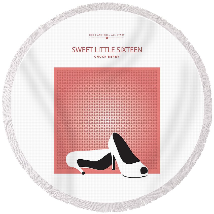 Sweet Little Sixteen Poster Round Beach Towel featuring the digital art Sweet Little Sixteen -- Chuck Berry by David Davies