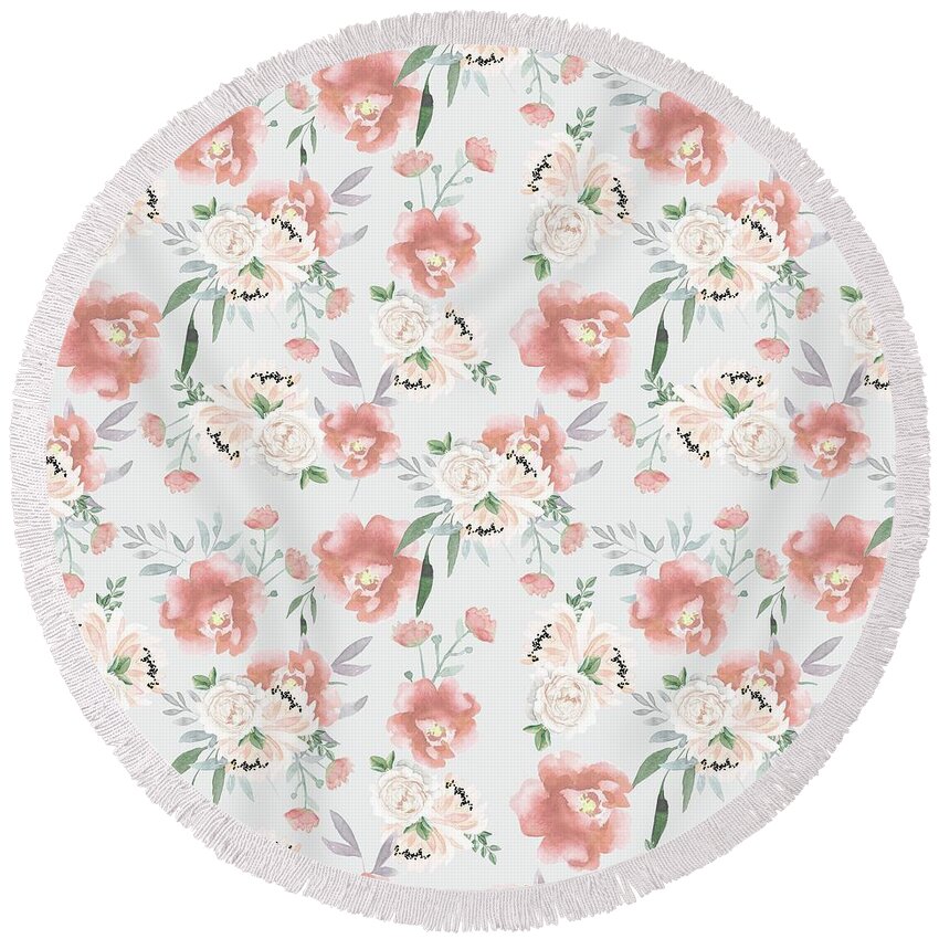 Graphic-design Round Beach Towel featuring the photograph Sweet Peach by Sylvia Cook