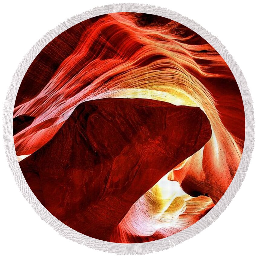 Abstract Round Beach Towel featuring the photograph Swirls Of Fire by Adam Jewell