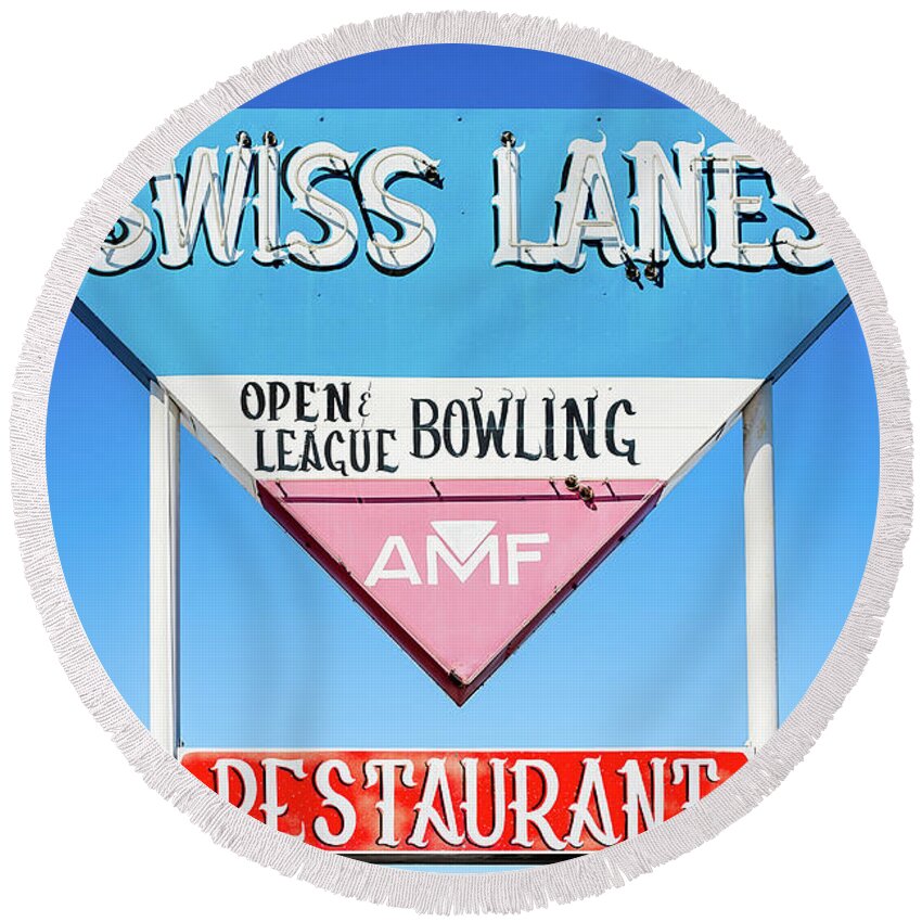 Neon Round Beach Towel featuring the photograph Swiss Lanes by Todd Klassy