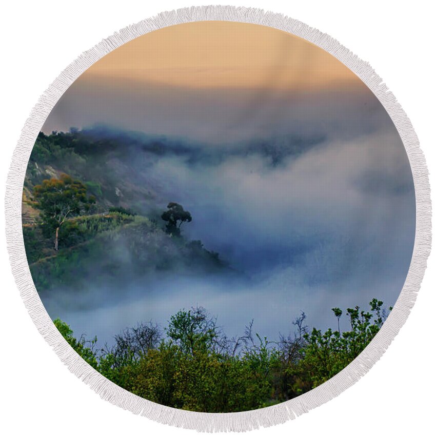Mountains Round Beach Towel featuring the photograph Switchbacks in the Clouds by Joseph Hollingsworth