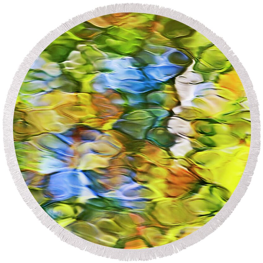 Abstract Round Beach Towel featuring the photograph Sycamore Mosaic by Christina Rollo