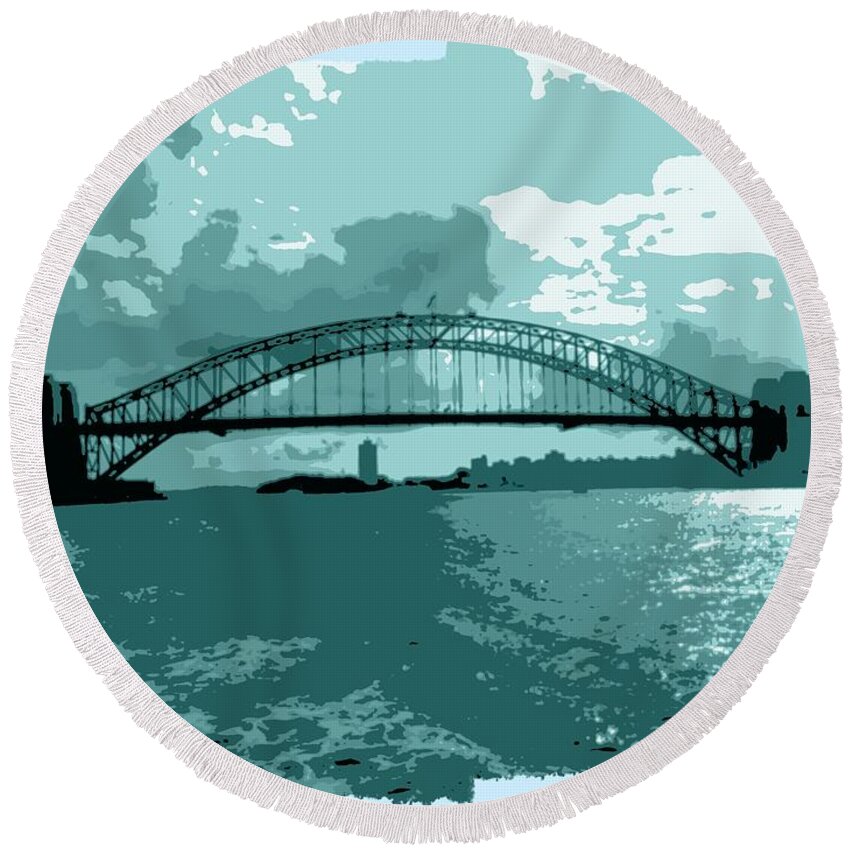 Sydney Round Beach Towel featuring the photograph Sydney Harbour Fantasy In Blue by Leanne Seymour