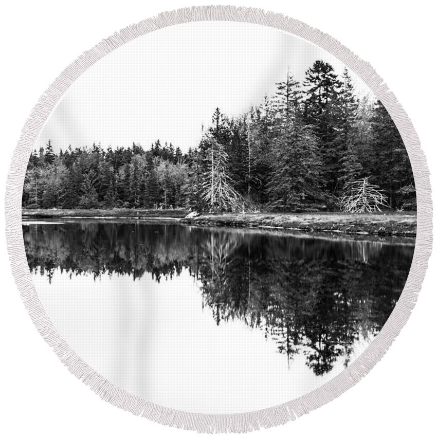 Pine Trees Round Beach Towel featuring the photograph Symmetry by Holly Ross