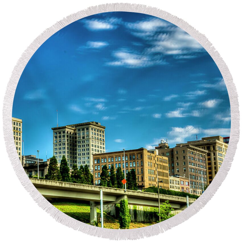 Cityscapes Round Beach Towel featuring the photograph Tacoma,Washington.hdr by Sal Ahmed