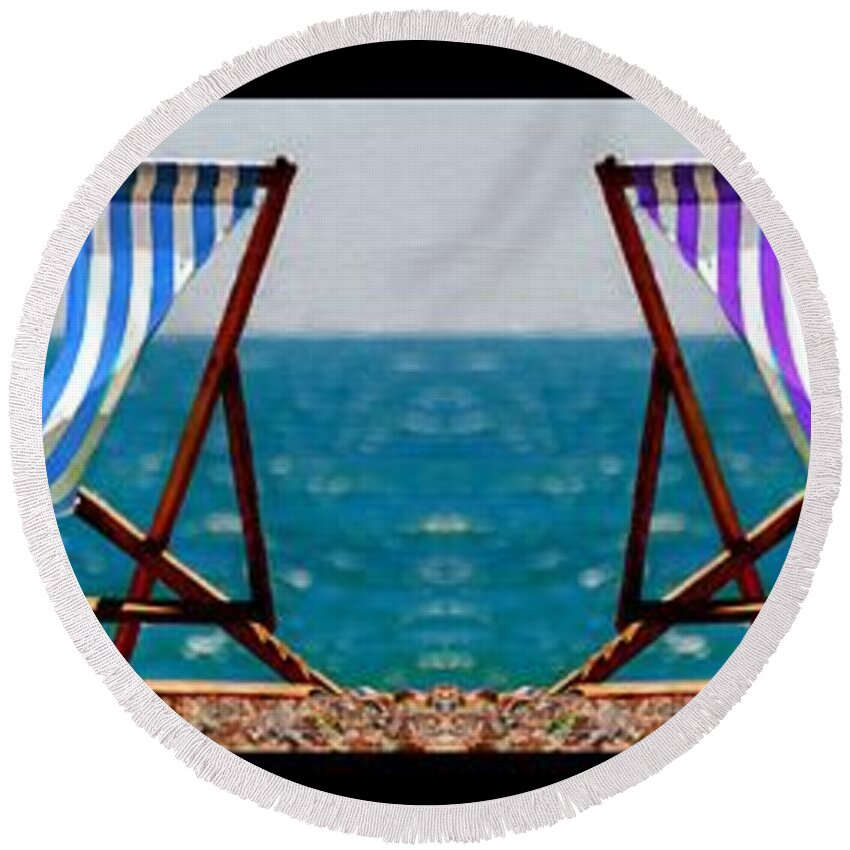Ocean Round Beach Towel featuring the painting Taking a Dip by Bruce Nutting