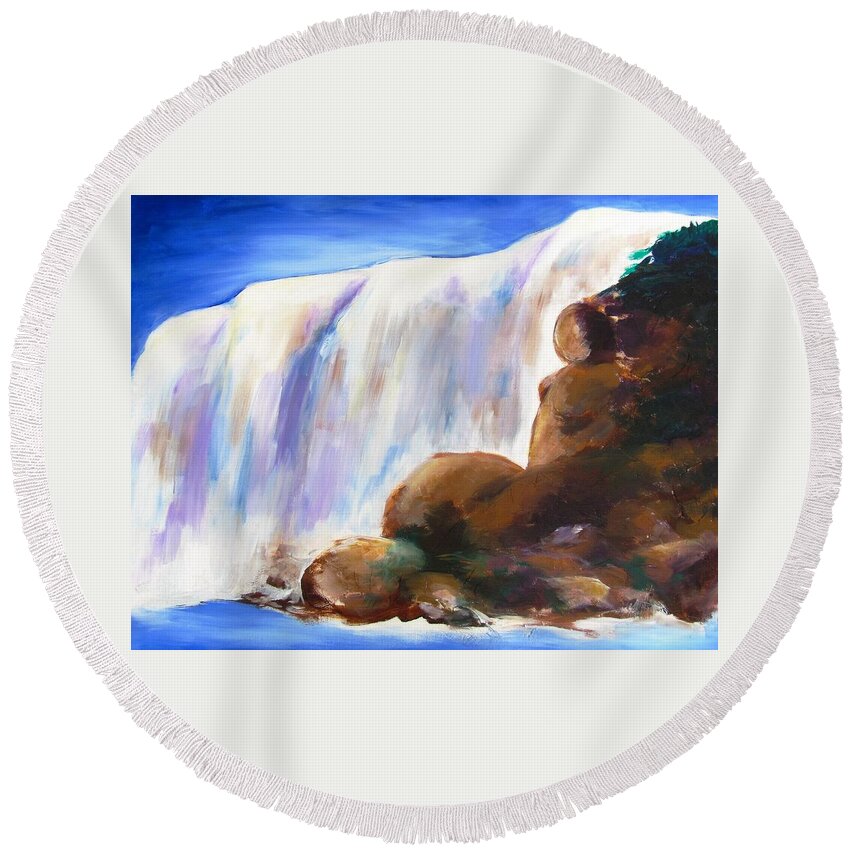 Waterfall Round Beach Towel featuring the painting Taking in the View by Jennifer Hannigan-Green