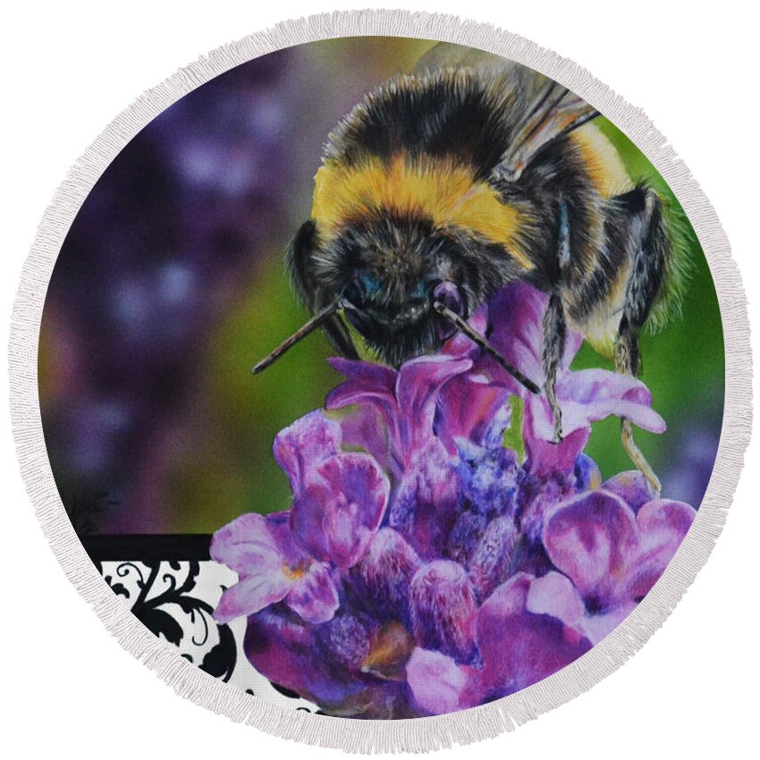 Bee Round Beach Towel featuring the painting Tea Time by Lachri