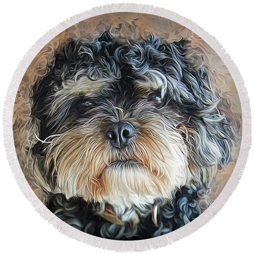 Cockapoo Round Beach Towel featuring the photograph Ted The Cockapoo by Brian Tarr