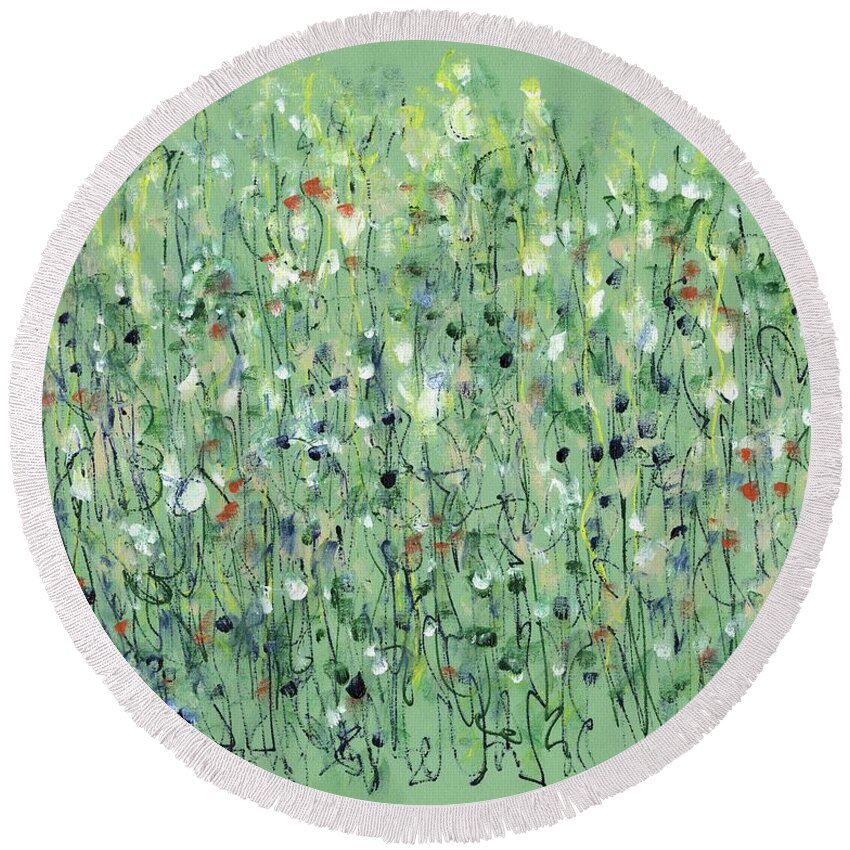 Impressionist Round Beach Towel featuring the painting Tenderness by Lynne Taetzsch