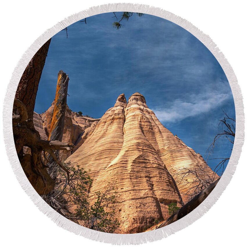 Beautiful Round Beach Towel featuring the photograph Tent Rock and Ponderosa Pine by Robert FERD Frank