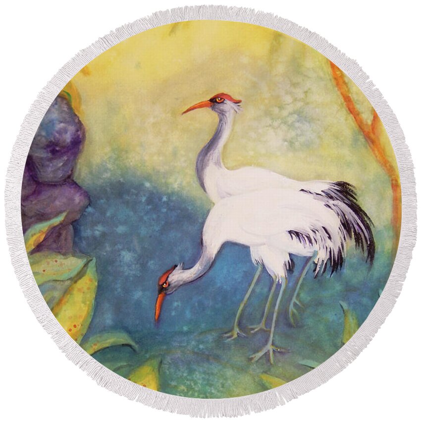 Contemporary Art Round Beach Towel featuring the painting Territorial by Sharon Nelson-Bianco