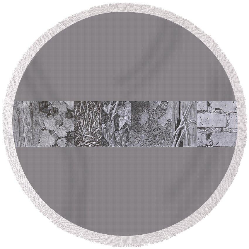 Wood Round Beach Towel featuring the drawing Textures by Quwatha Valentine