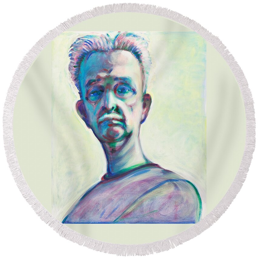 Man Round Beach Towel featuring the painting That look by John Reynolds