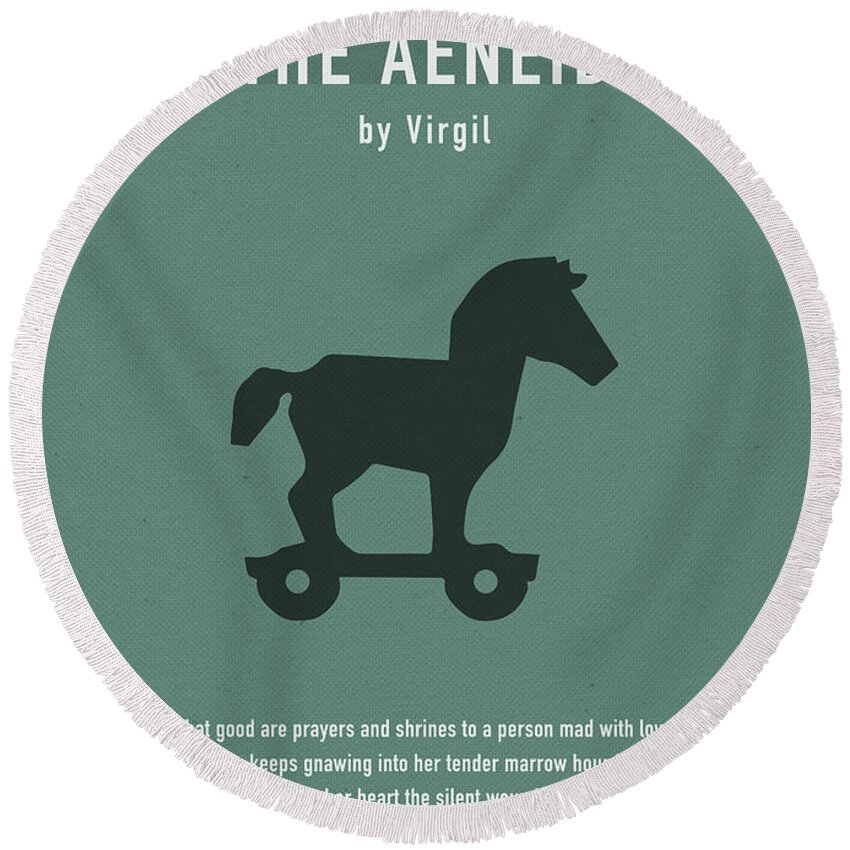 The Aeneid Round Beach Towel featuring the mixed media The Aeneid by Virgil Greatest Books Series 028 by Design Turnpike