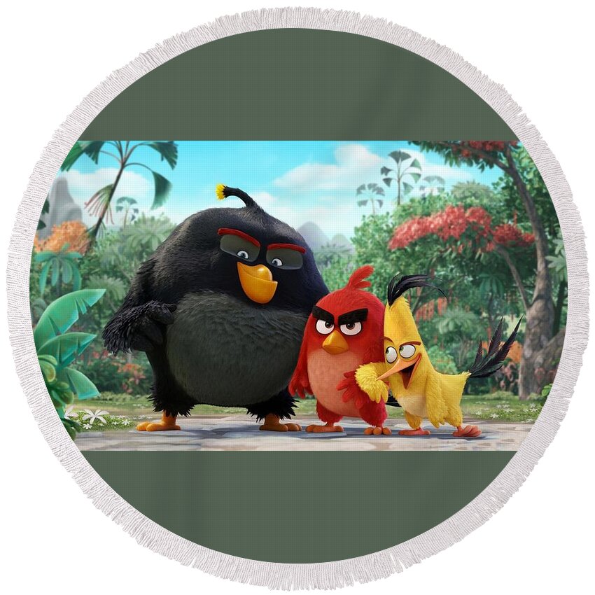 The Angry Birds Movie Round Beach Towel featuring the photograph The Angry Birds Movie by Jackie Russo
