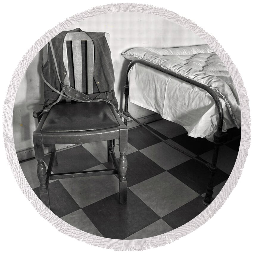 The Art Of Welfare Round Beach Towel featuring the photograph The Art of Welfare. Bed chair. by Elena Perelman