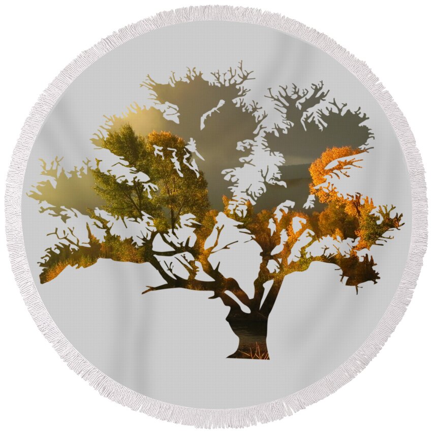 Autumn Round Beach Towel featuring the photograph The Autumn Tree by Whispering Peaks Photography