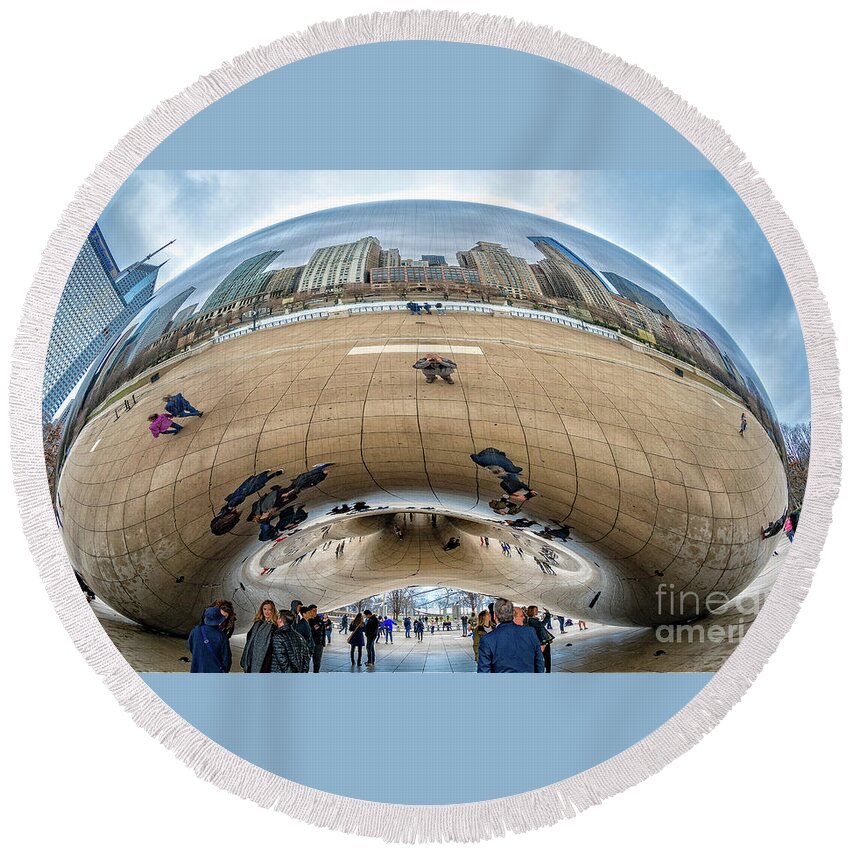 The Bean Round Beach Towel featuring the photograph The Bean - another view by Izet Kapetanovic