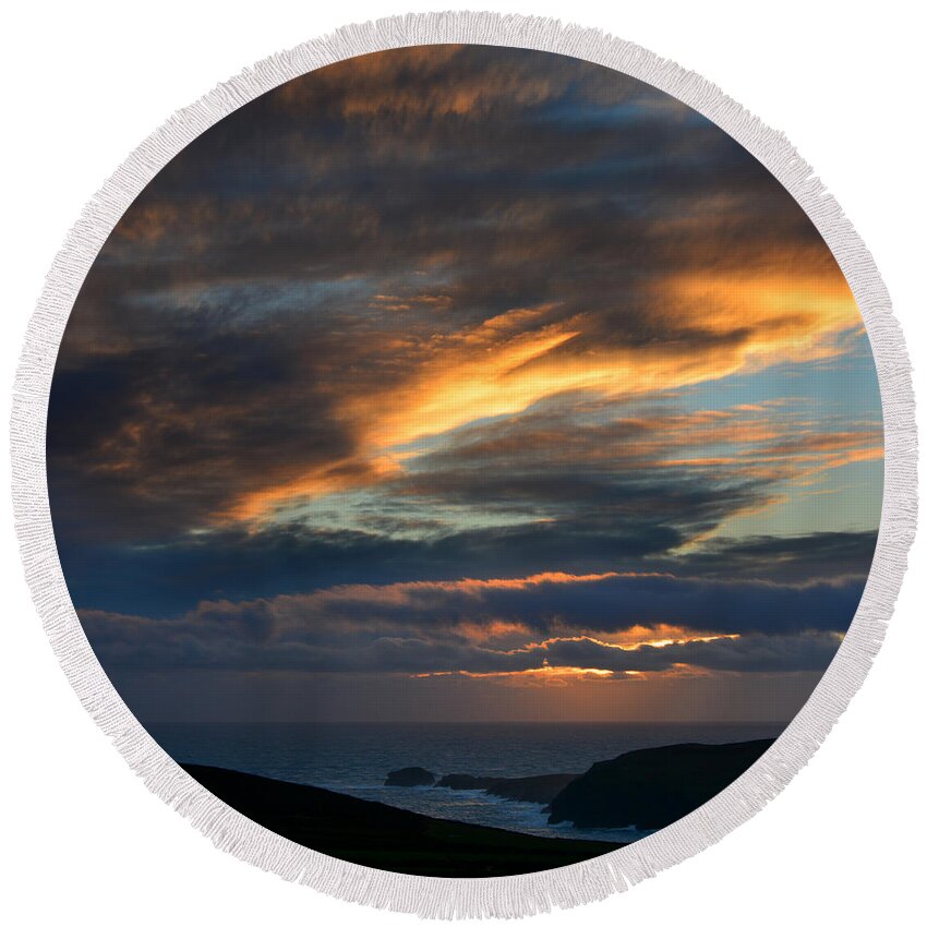 Photography By Paul Davenport Round Beach Towel featuring the photograph The Calf at Sunset by Paul Davenport