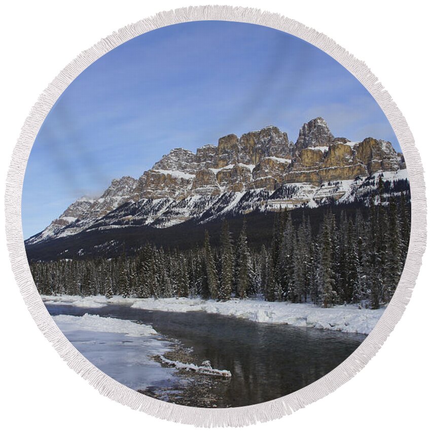 Mountain Round Beach Towel featuring the photograph The Castle by Brian Kamprath