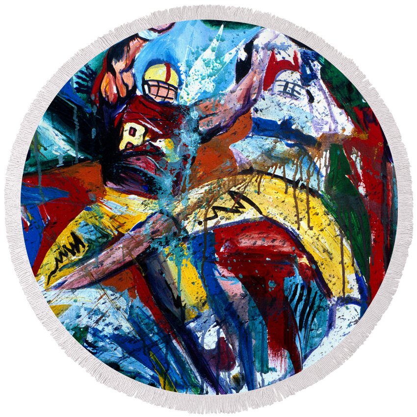  Round Beach Towel featuring the painting The Catch by John Gholson