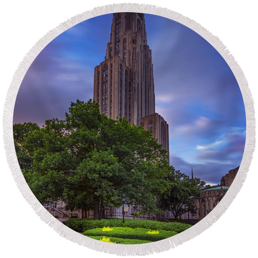 University Of Pittsburgh Round Beach Towel featuring the photograph The Cathedral of Learning by Rick Berk