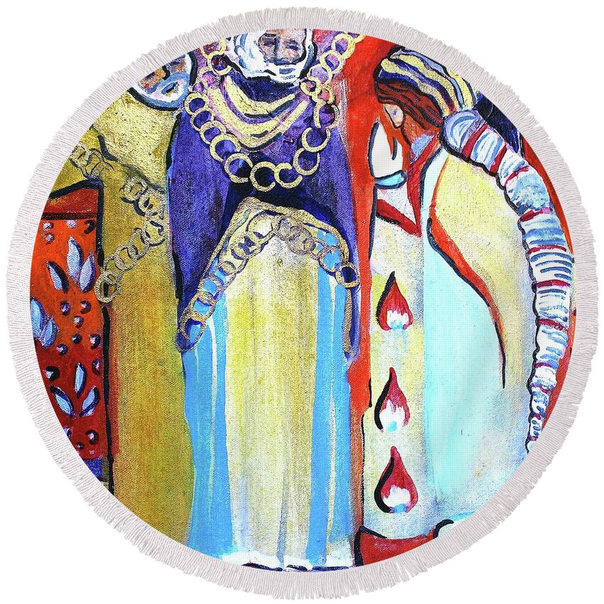 St. Paul Round Beach Towel featuring the painting The Chains that bind us to Christ by Mindy Newman