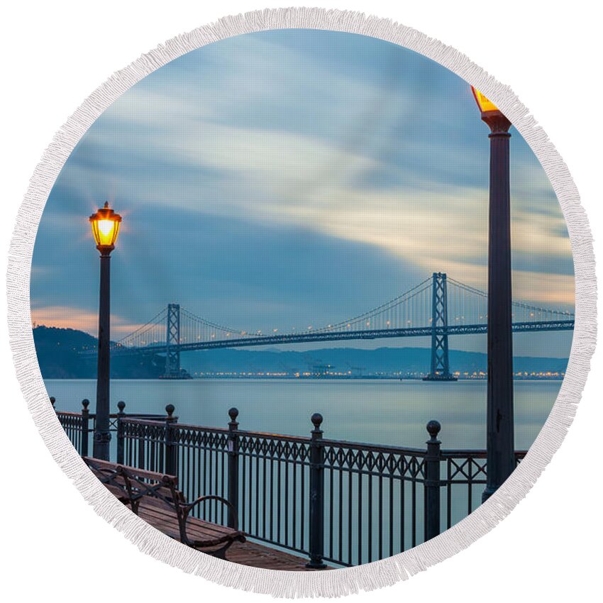 San Francisco Round Beach Towel featuring the photograph The City at Dawn by Jonathan Nguyen