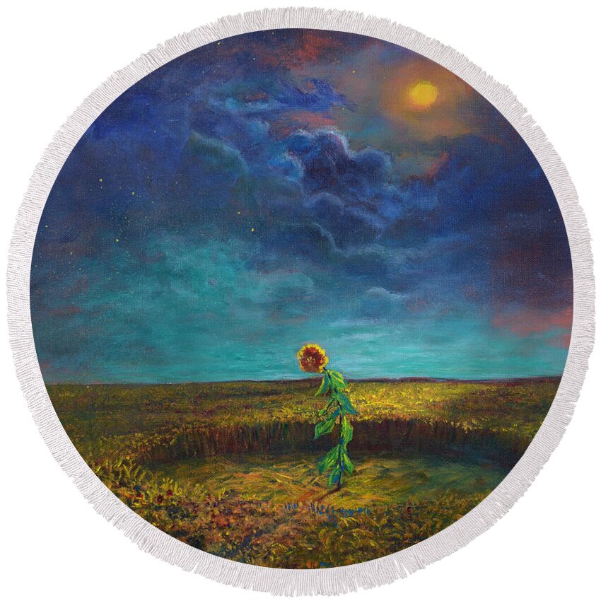 Sunflower Round Beach Towel featuring the painting The Clock of God II by Rand Burns