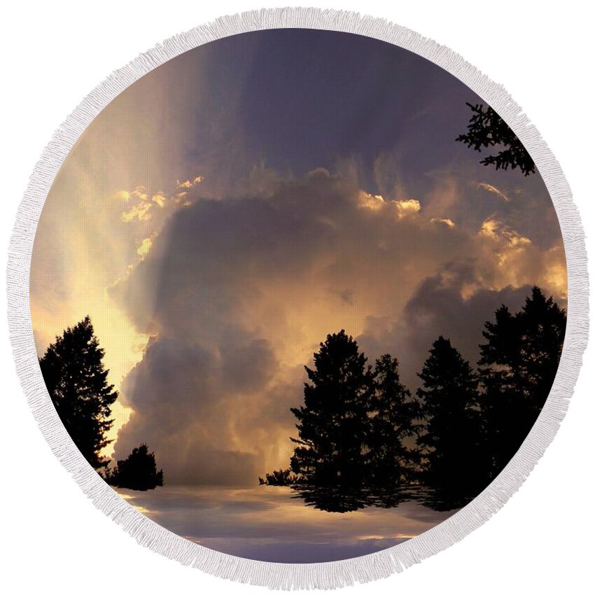 Clouds Round Beach Towel featuring the photograph The Cloud by Elfriede Fulda