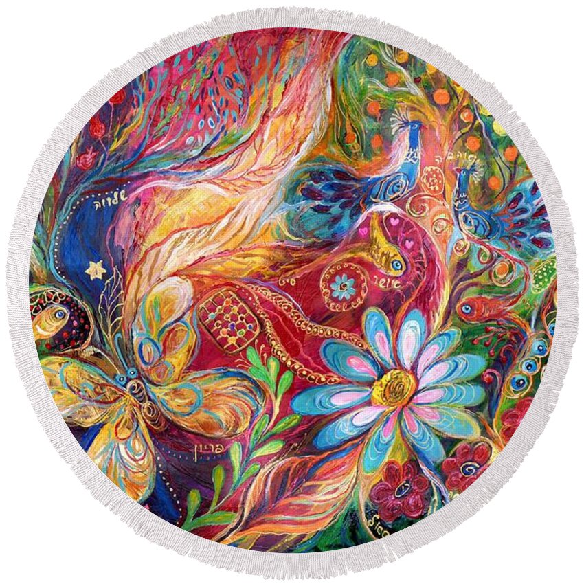 Original Round Beach Towel featuring the painting The colors of Spring. The original can be purchased directly from www.elenakotliarker.com by Elena Kotliarker