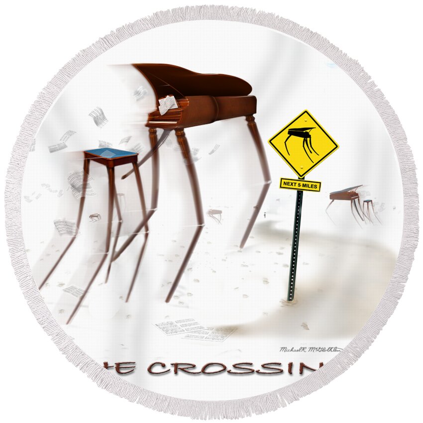 T-shirt Round Beach Towel featuring the digital art The Crossing SE by Mike McGlothlen