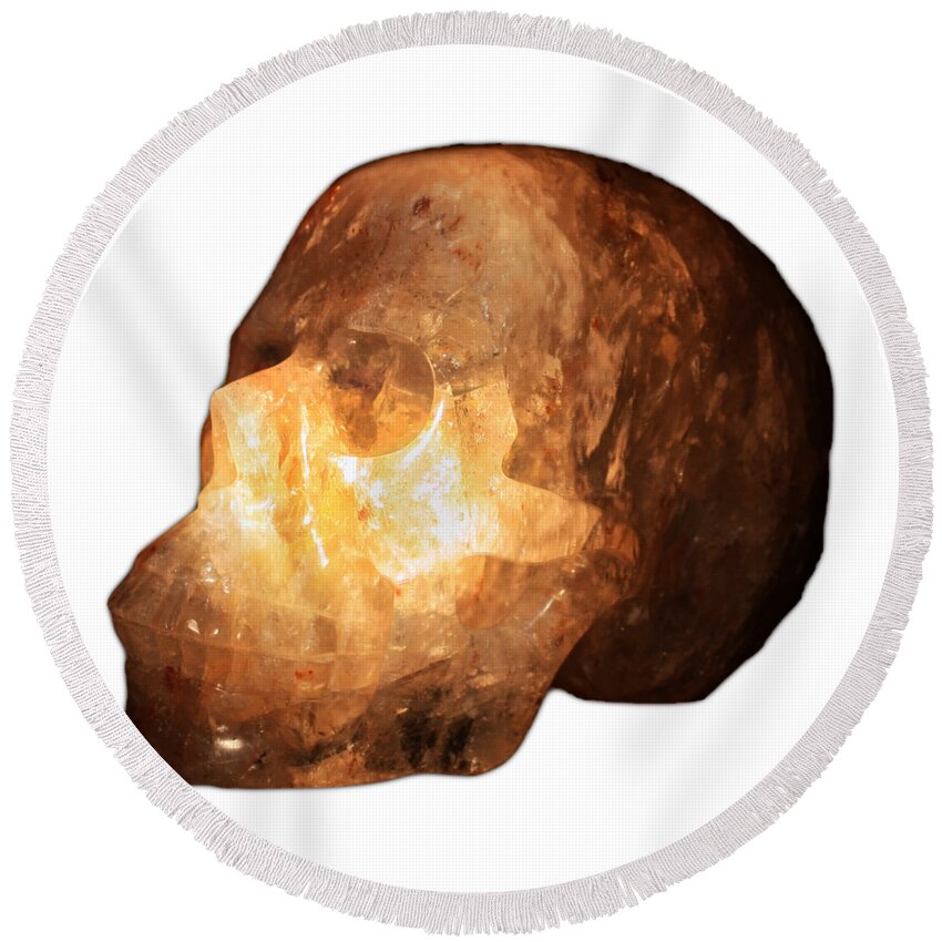 T-shirt Round Beach Towel featuring the photograph The Crystal Skull on Transparent background by Terri Waters