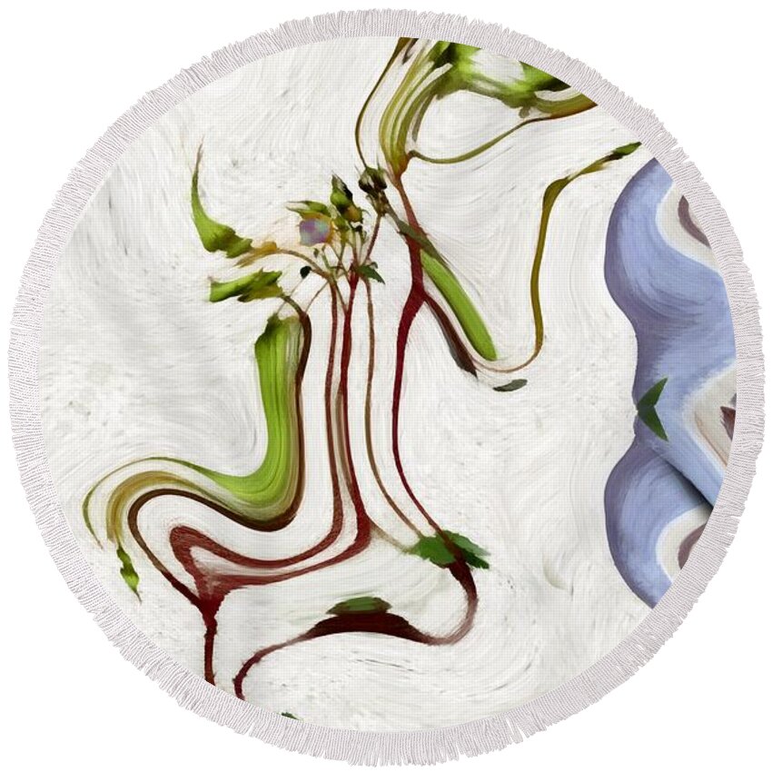 Abstract Round Beach Towel featuring the painting The Dance of Spring by RC DeWinter