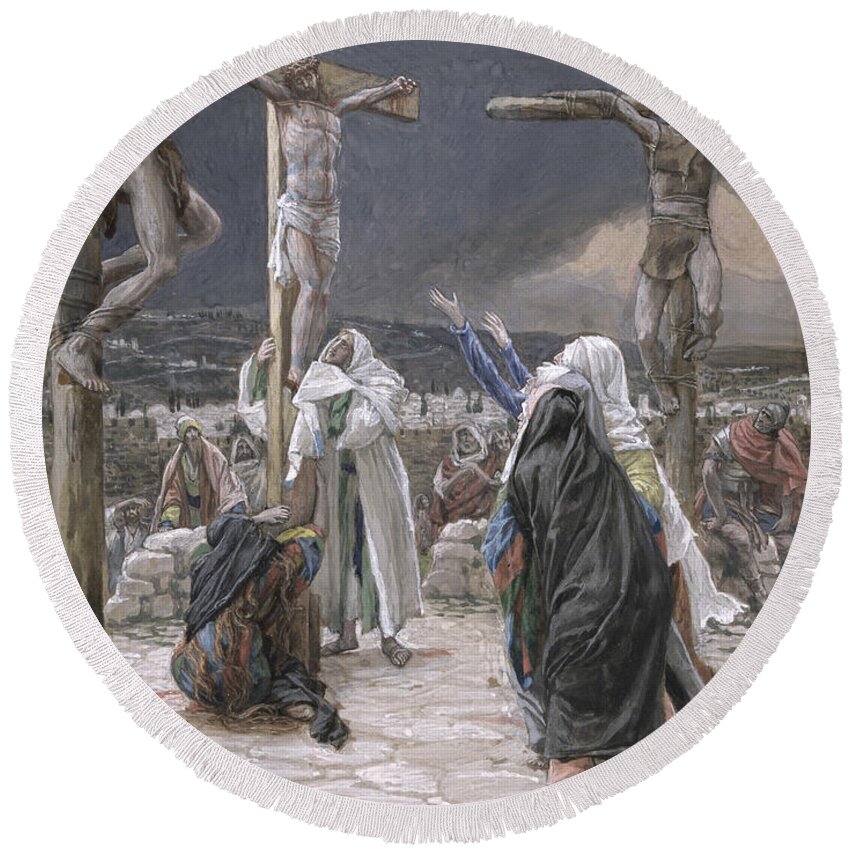 The Round Beach Towel featuring the painting The Death of Jesus by Tissot