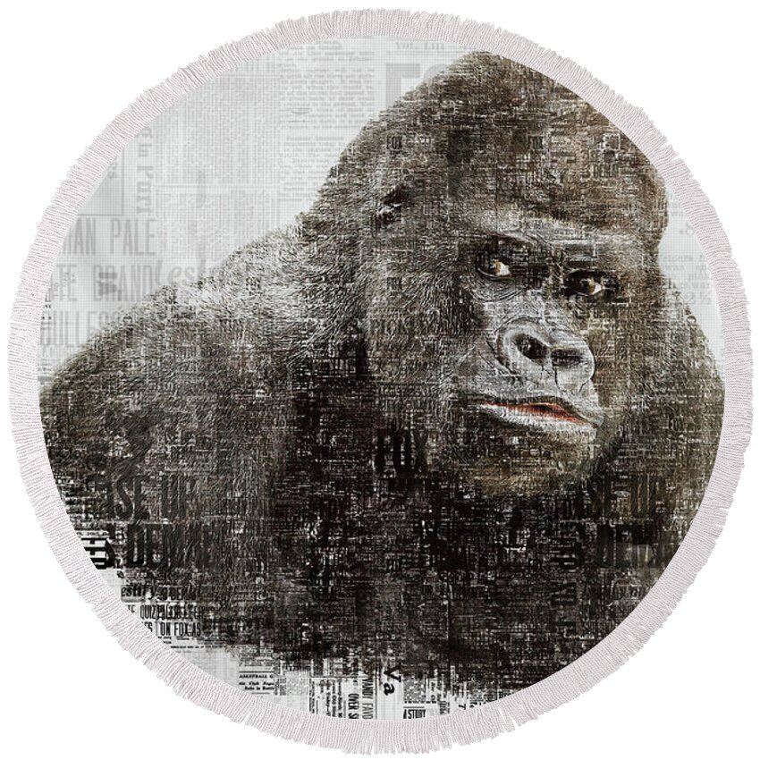 Gorilla Round Beach Towel featuring the photograph The Dignity of a Gorilla by Anthony Murphy